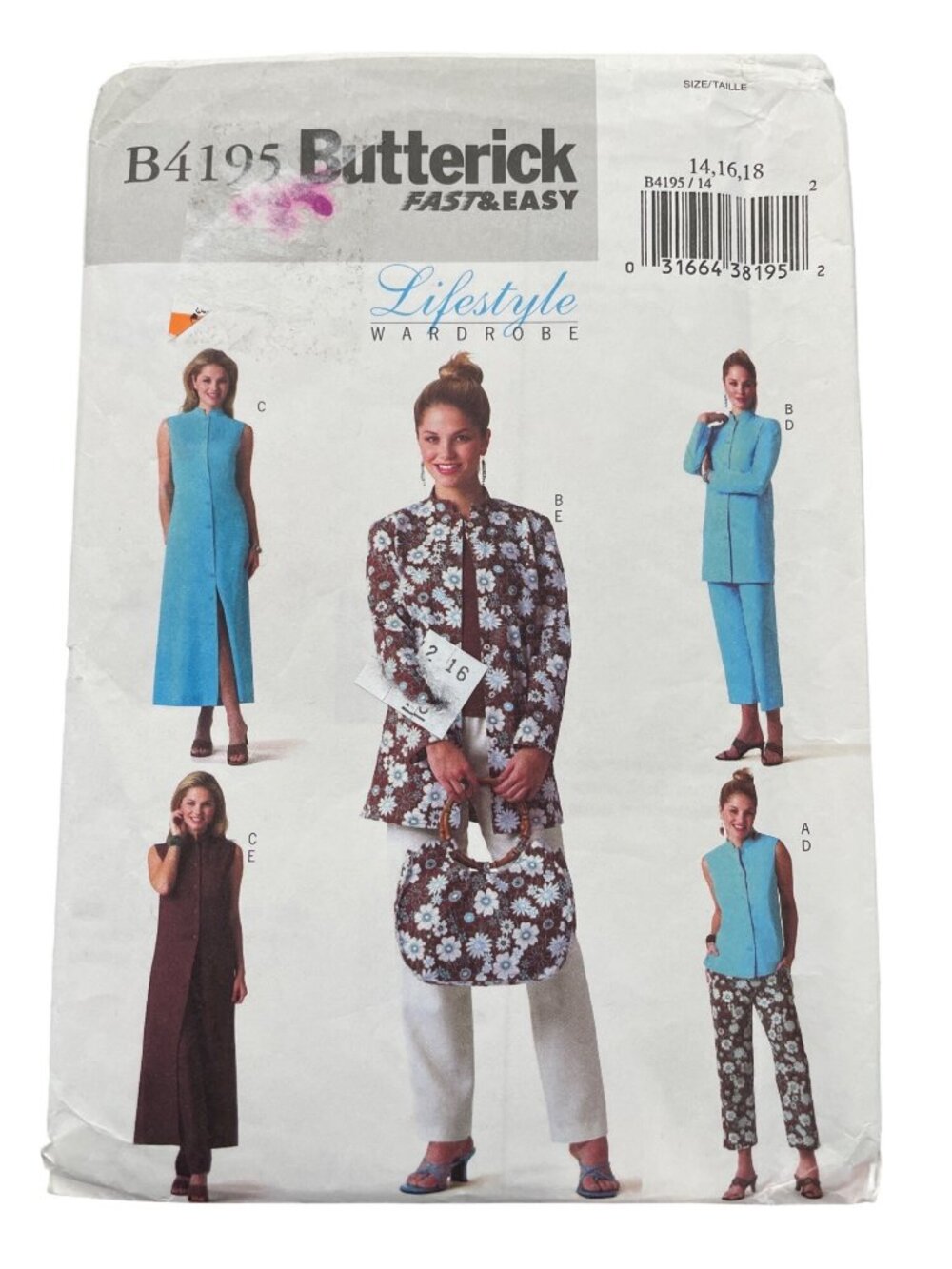 Butterick B4195 Sewing Pattern Sizes 14-16-18 Misses Top Dress Jacket Pants CUT